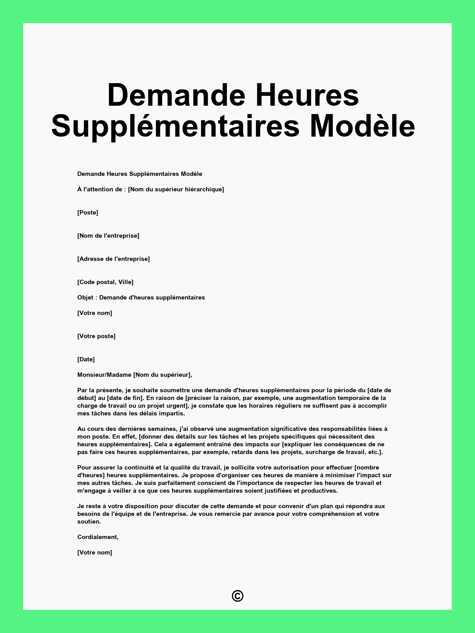 Demande Heures Supplémentaires Modèle