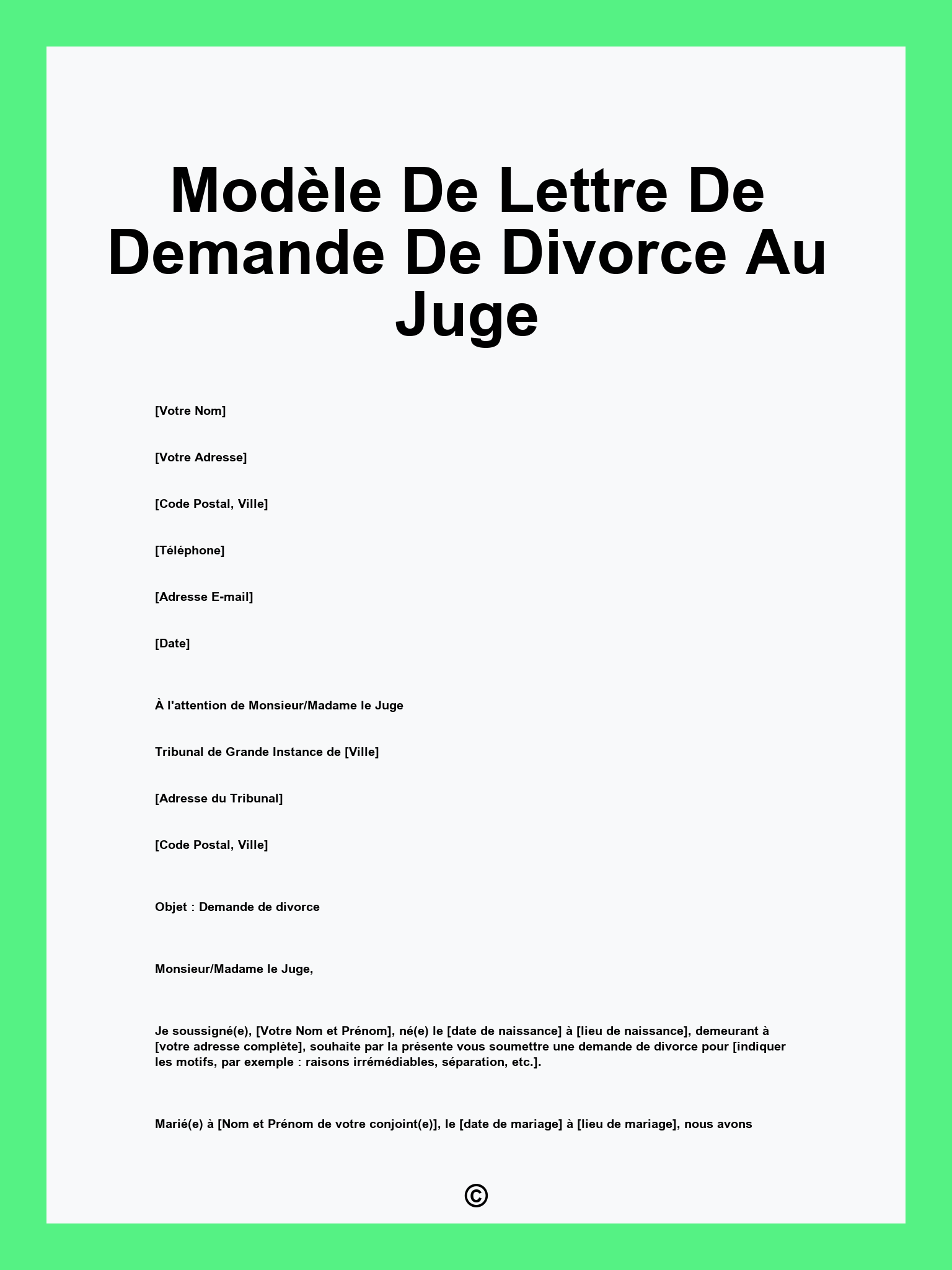 Modèle De Lettre De Demande De Divorce Au Juge
