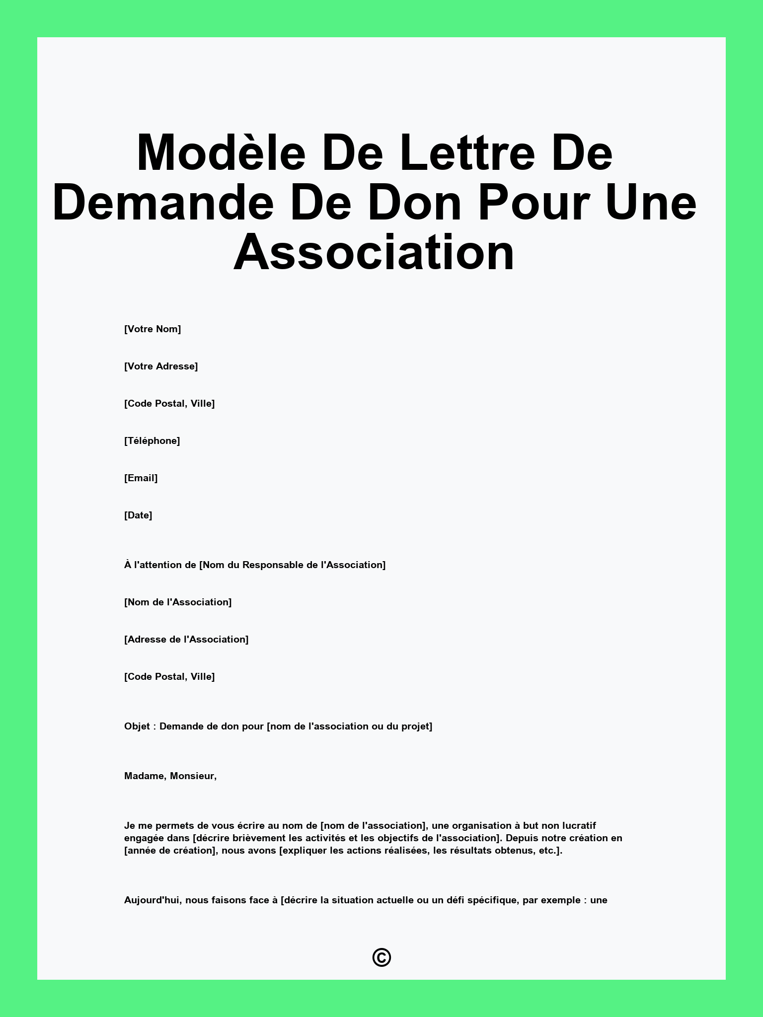 Modèle De Lettre De Demande De Don Pour Une Association