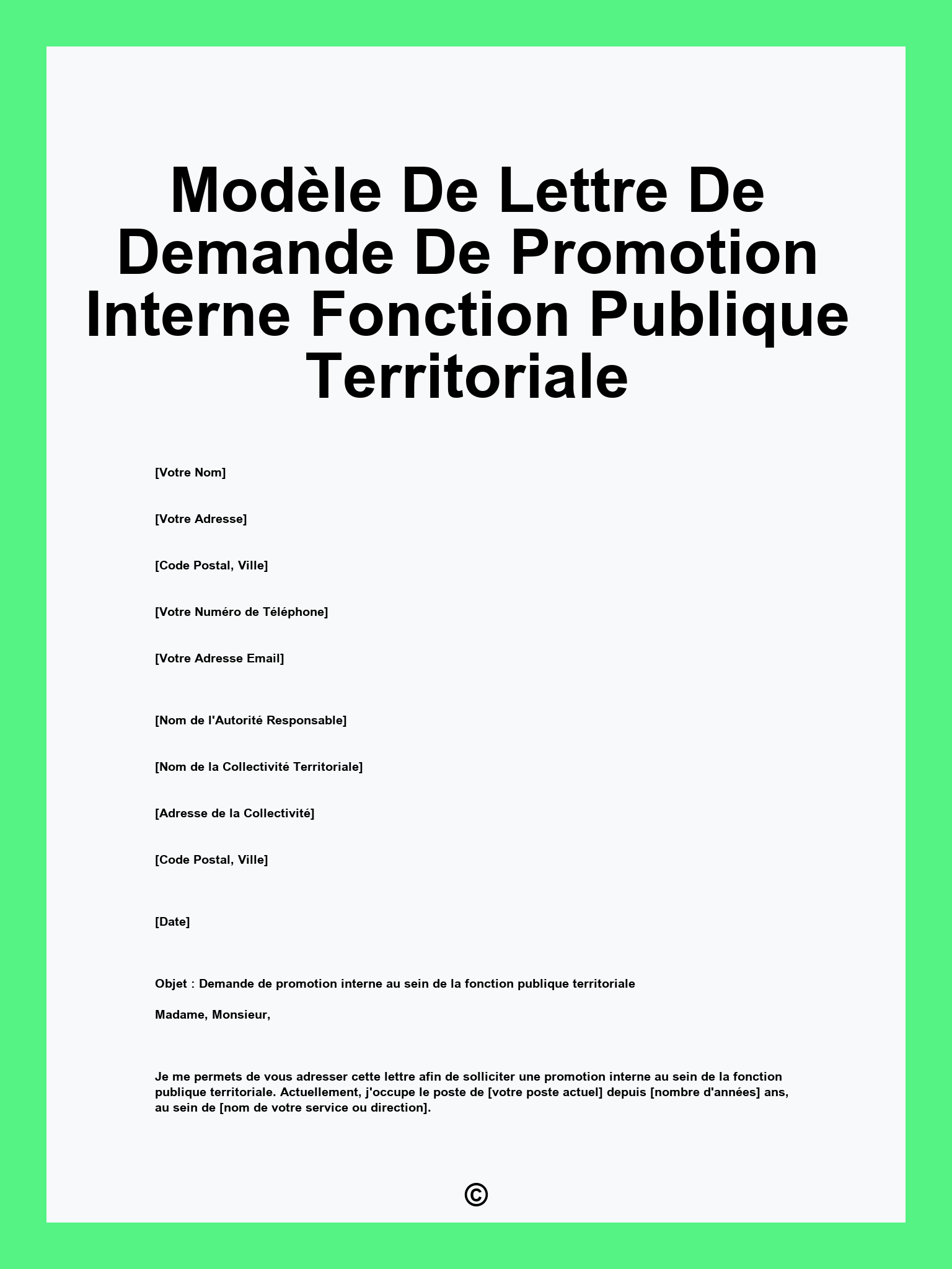 Modèle De Lettre De Demande De Promotion Interne Fonction Publique Territoriale