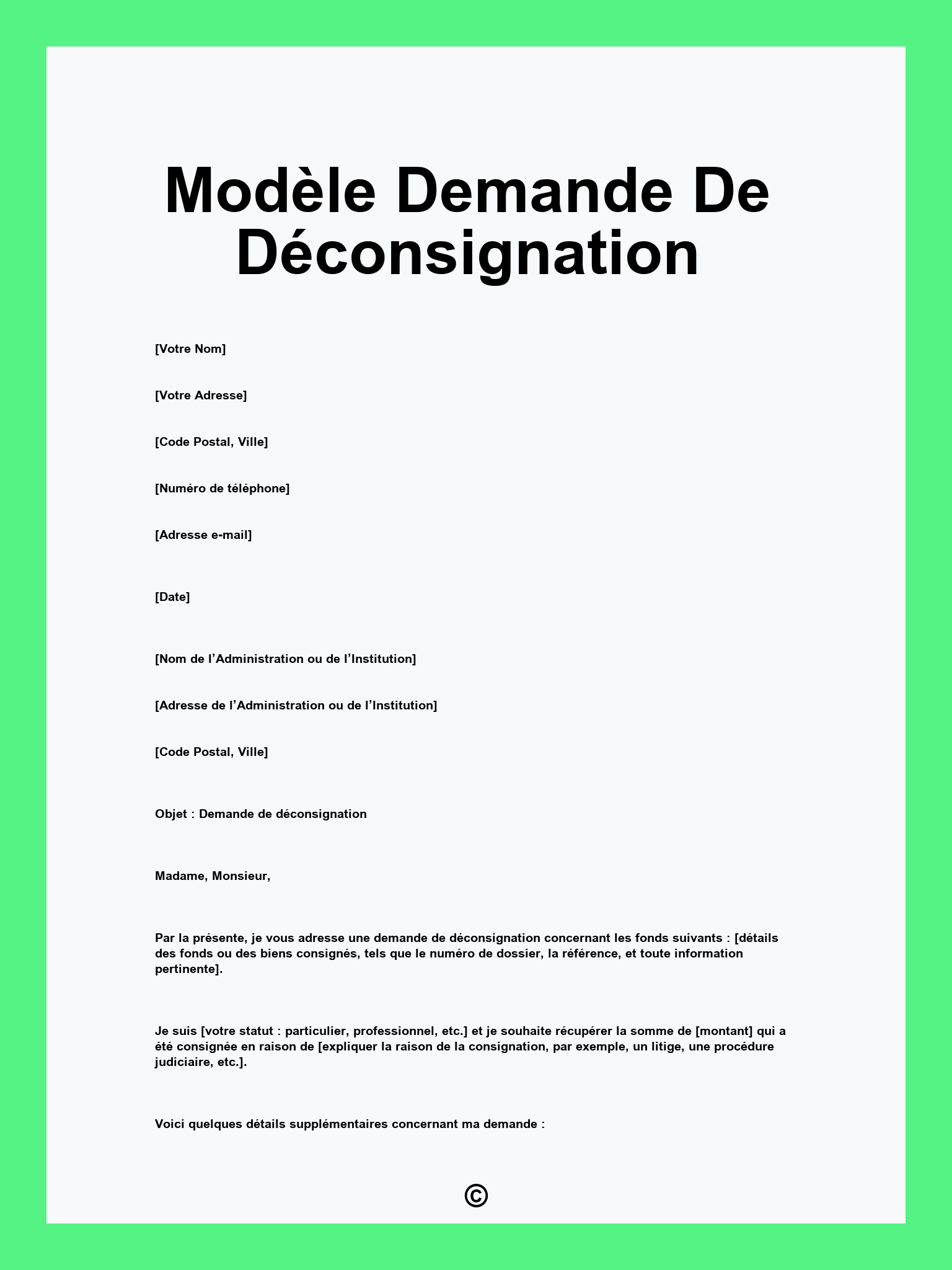 Modèle Demande De Déconsignation