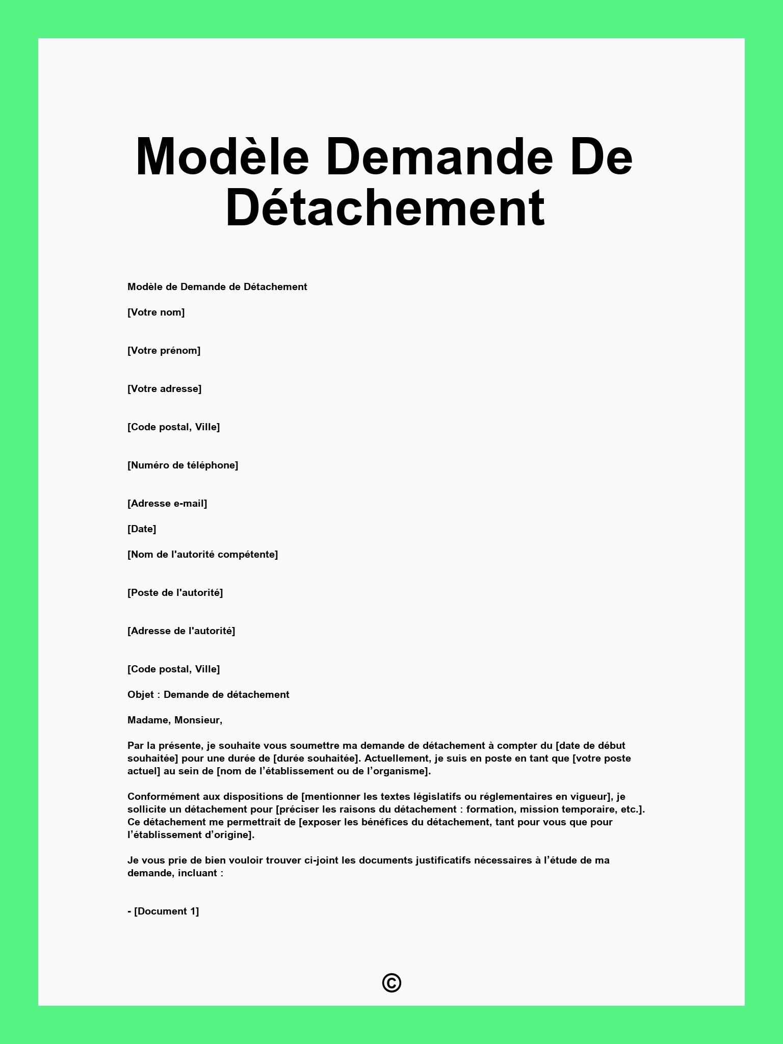 Modèle Demande De Détachement