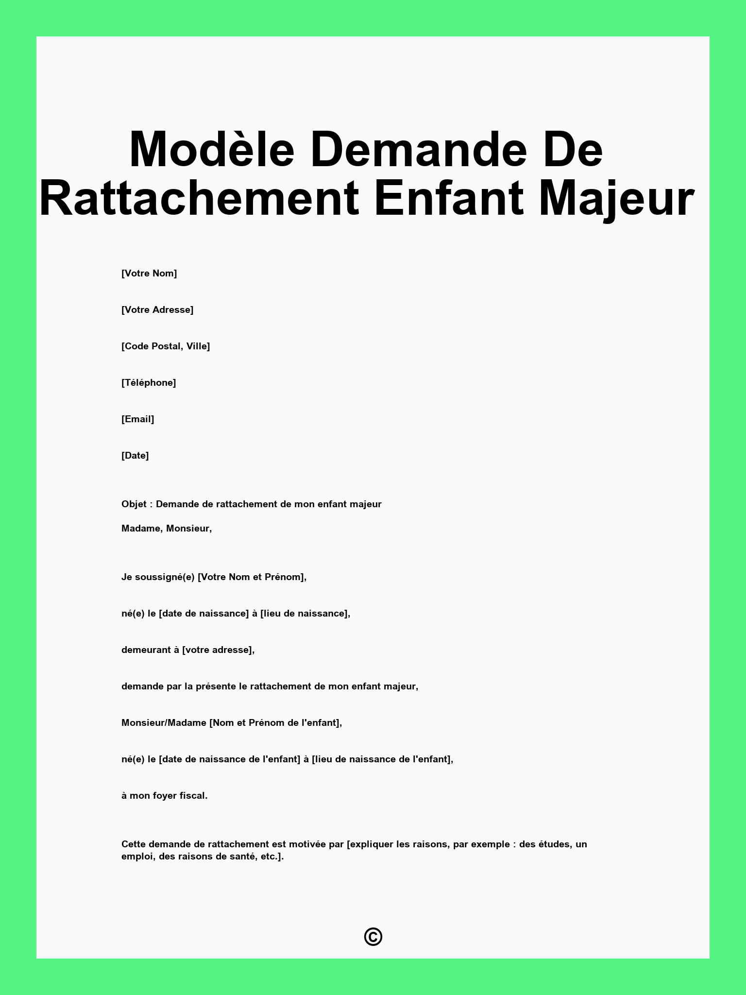 Modèle Demande De Rattachement Enfant Majeur