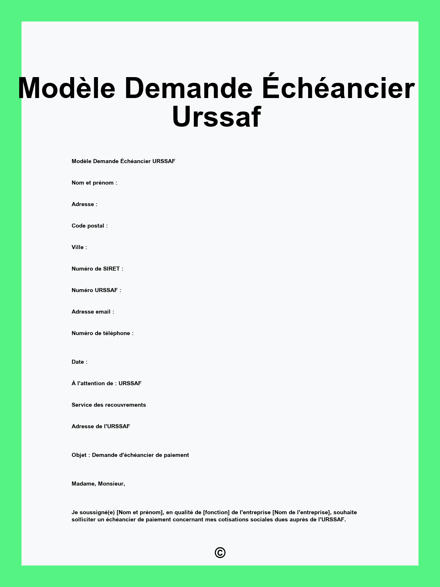 Modèle Demande Échéancier Urssaf