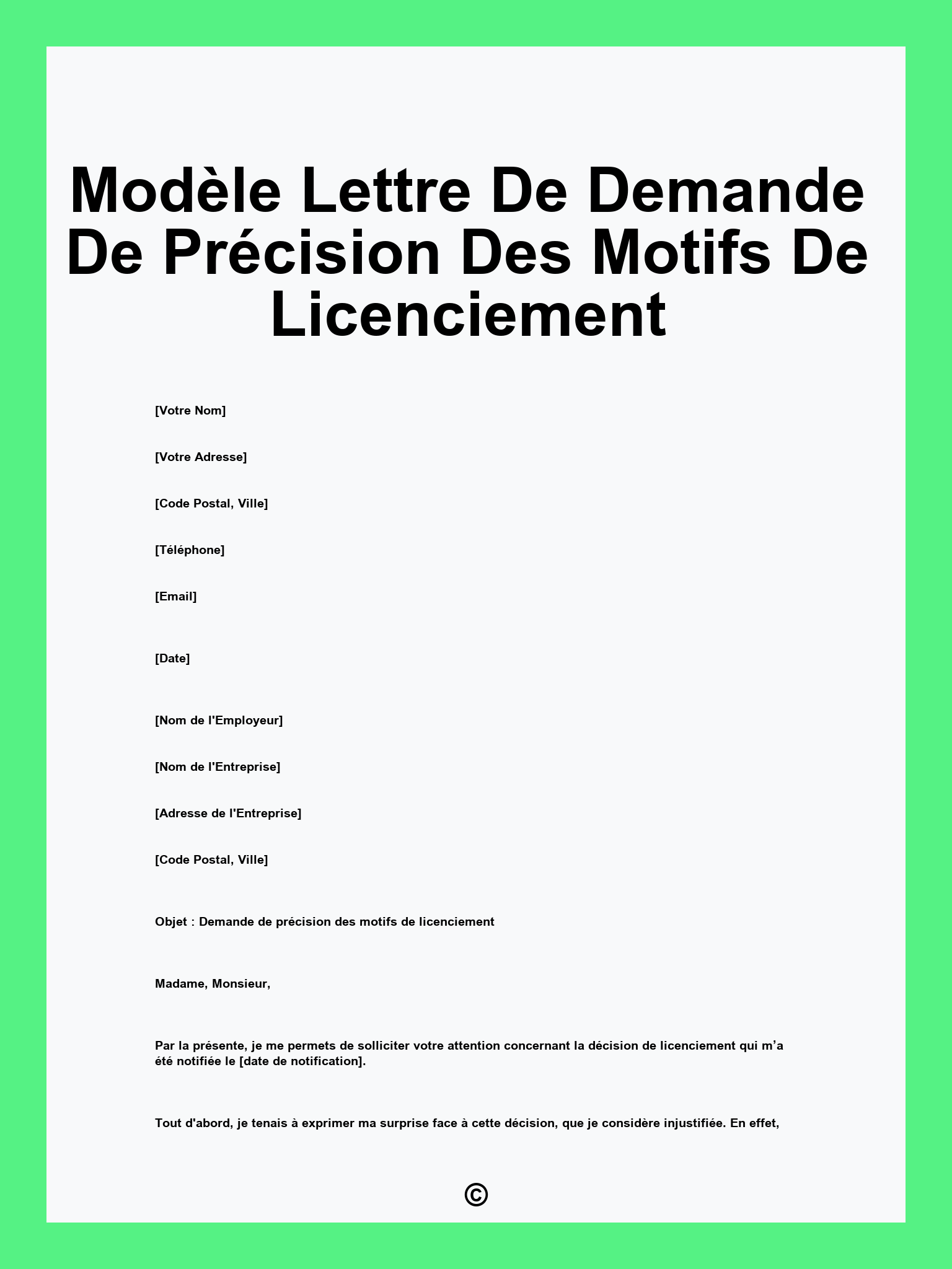 Modèle Lettre De Demande De Précision Des Motifs De Licenciement