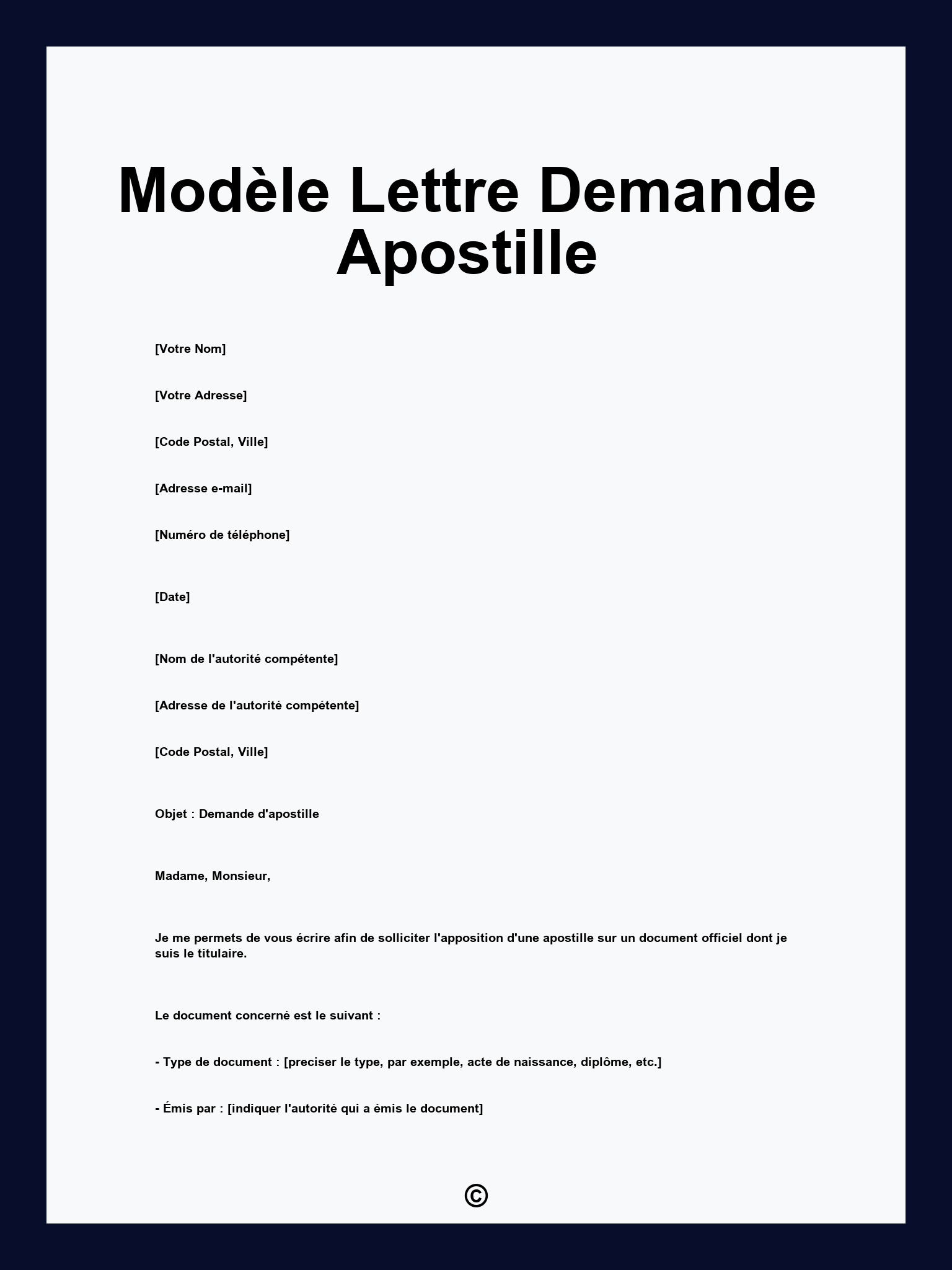 Modèle Lettre Demande Apostille