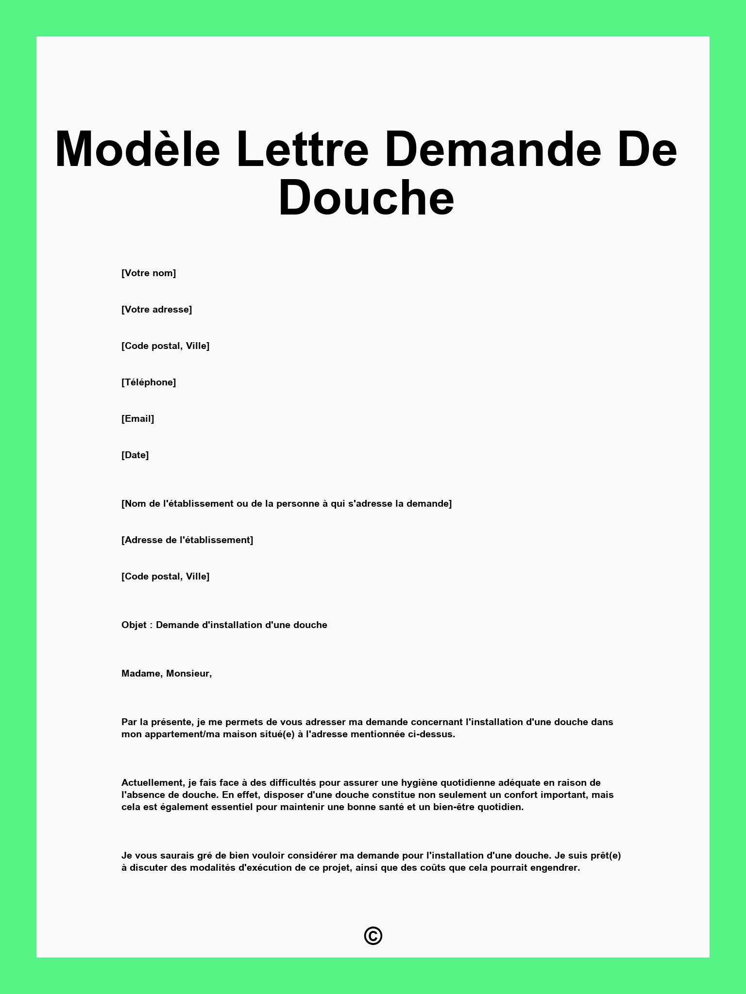 Modèle Lettre Demande De Douche