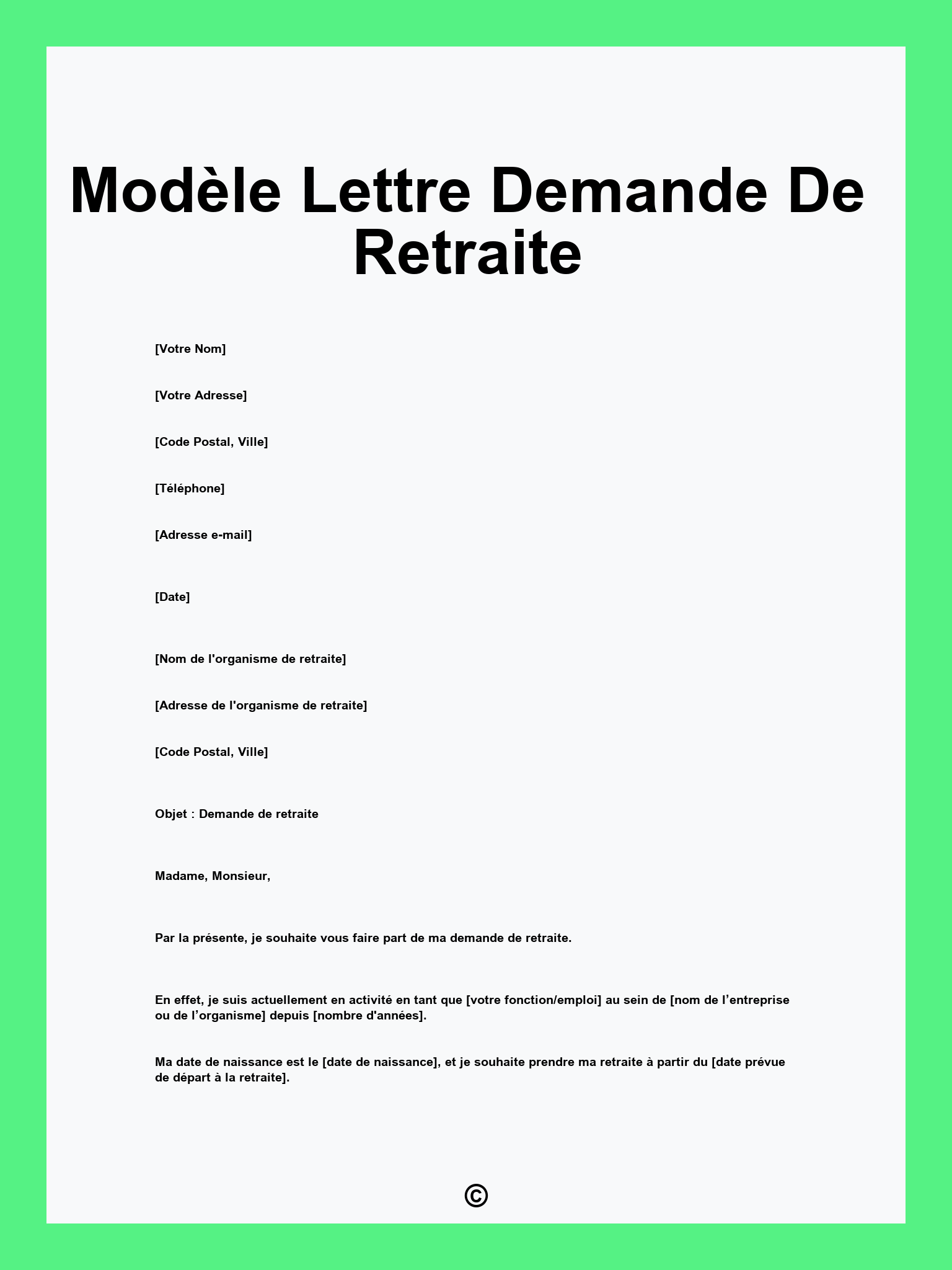 Modèle Lettre Demande De Retraite
