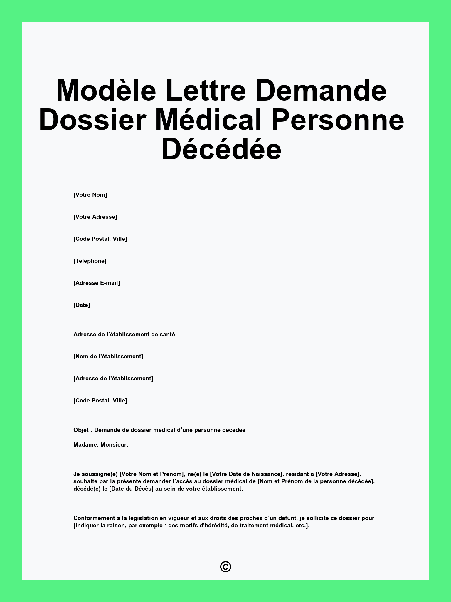 Modèle Lettre Demande Dossier Médical Personne Décédée