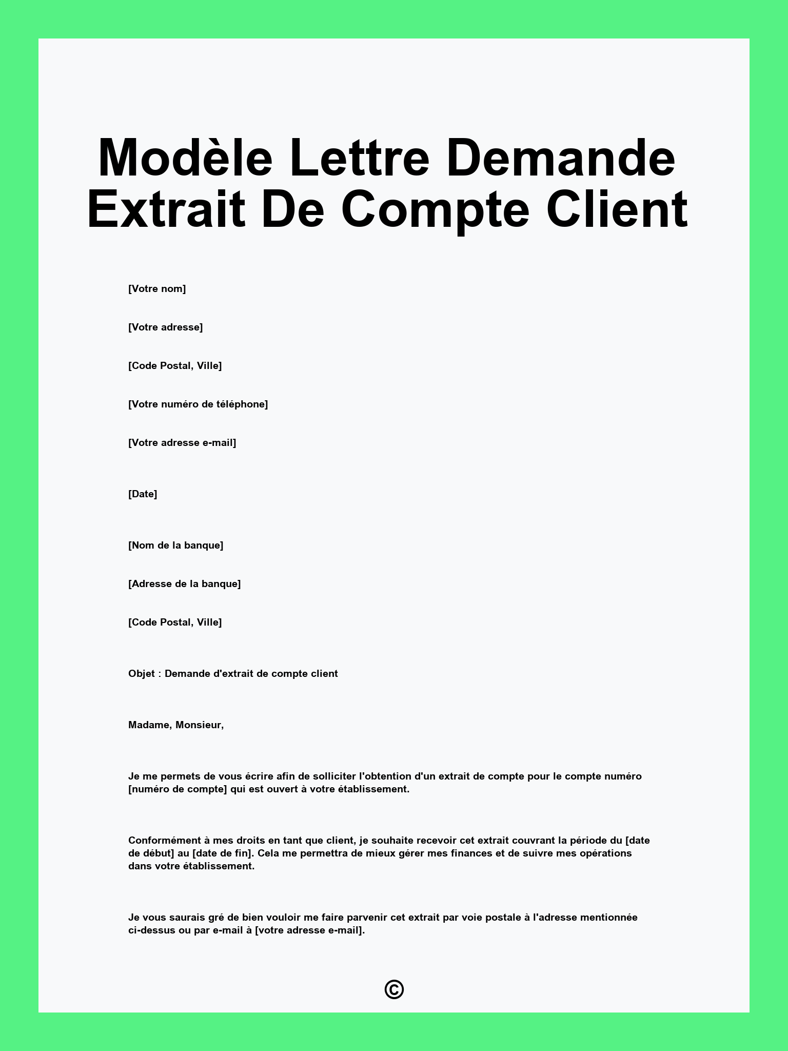 Modèle Lettre Demande Extrait De Compte Client