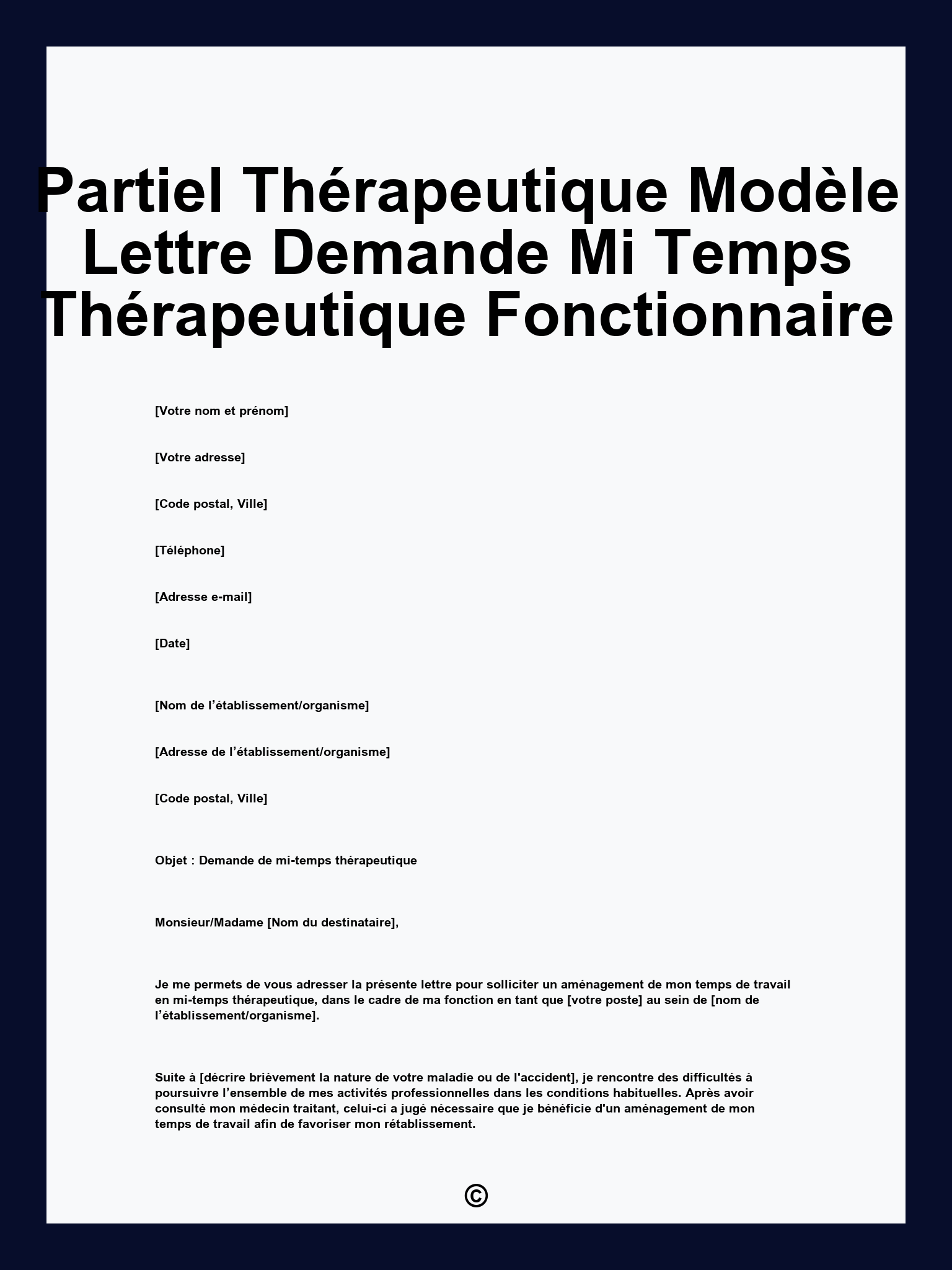 Partiel Thérapeutique Modèle Lettre Demande Mi Temps Thérapeutique Fonctionnaire